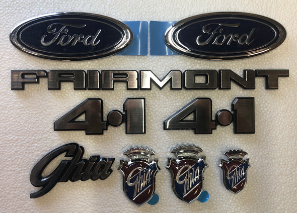 FORD XD BADGE KIT 9 PIECE - FAIRMONT GHIA 4.1 FORD OVAL