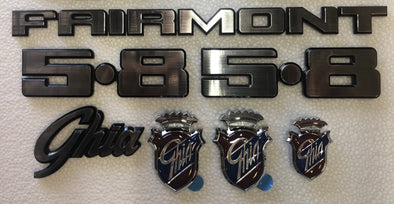 FORD XE BADGE KIT 9 PIECE with ovals - FAIRMONT GHIA 5.8